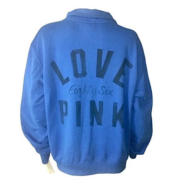 Blue Victoria's Secret Pink Zip Pullover Sz Medium - Picture 3 of 7